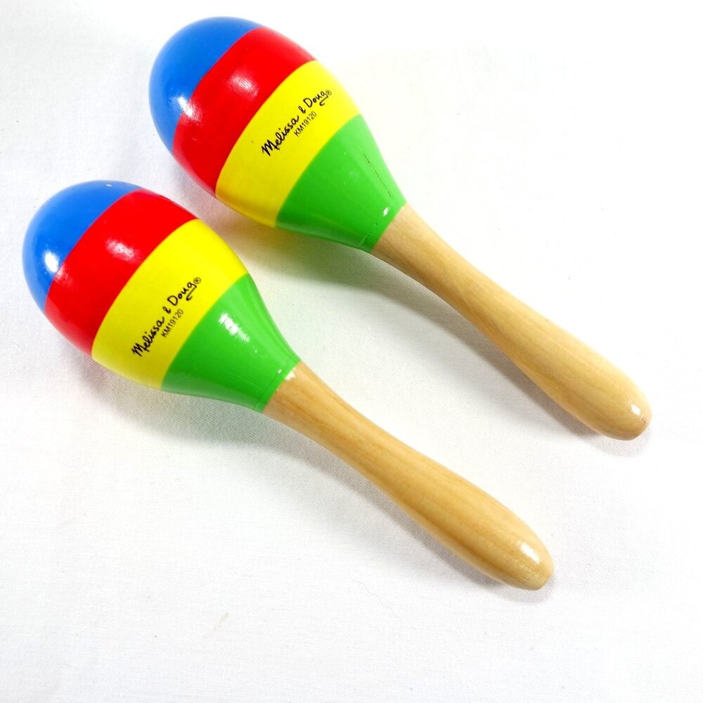 Melissa & Doug Colorful Wooden Maracas For Kids Set Of 2